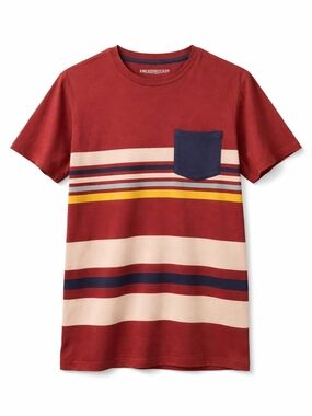 Knickerbocker Men's Red Striped Pocket Short Sleeve Tee